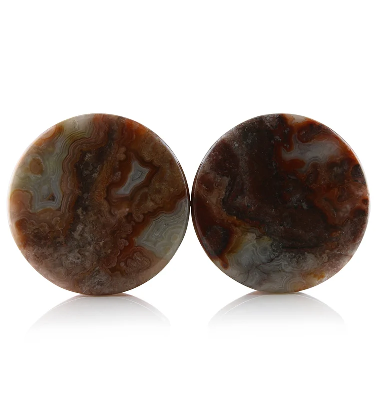 Laguna Lace Agate Stone Plugs 1 Inch (25mm) Version 17 - Mrs Treak