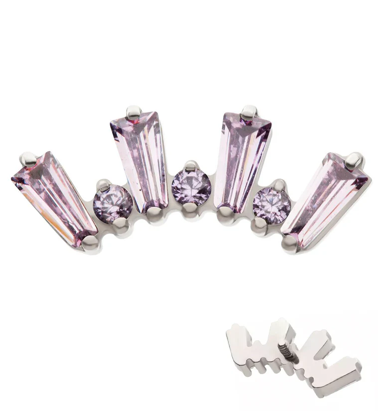 Sequential Amethyst CZ Internally Threaded Titanium Top - Mrs Treak