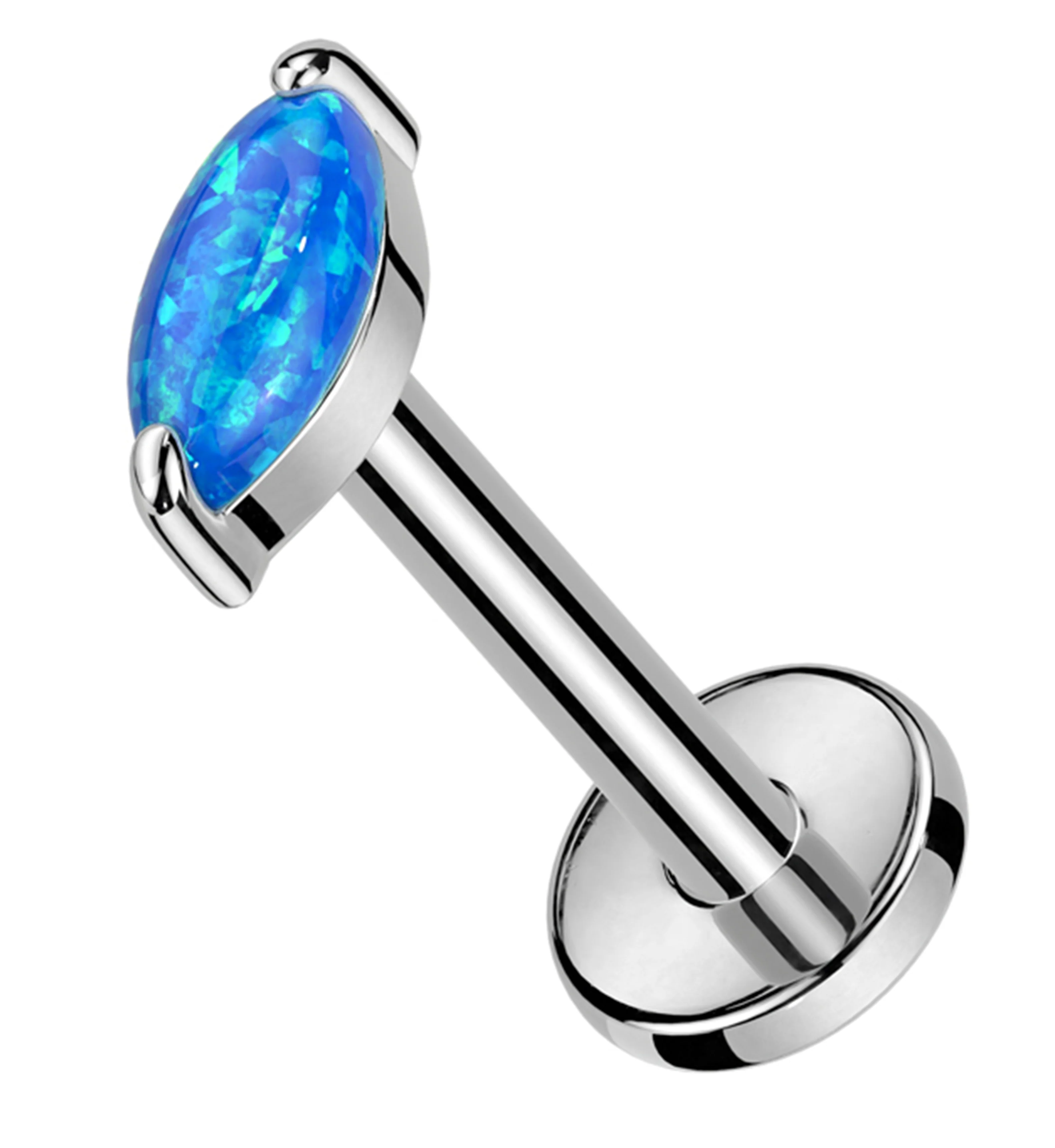 Marquise Blue Opalite Internally Threaded Titanium Labret - Mrs Treak