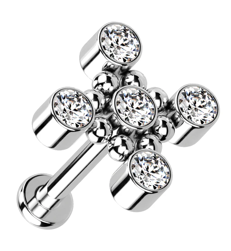 Quincunx CZ Titanium Internally Threaded Labret - Mrs Treak