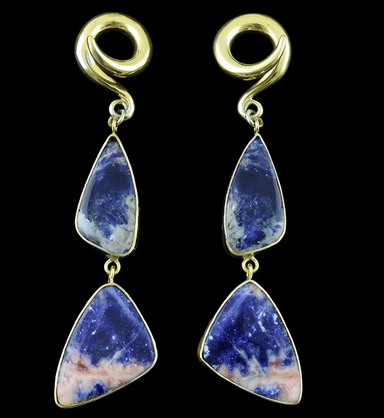 Double Sodalite Stone Ear Weights - Mrs Treak