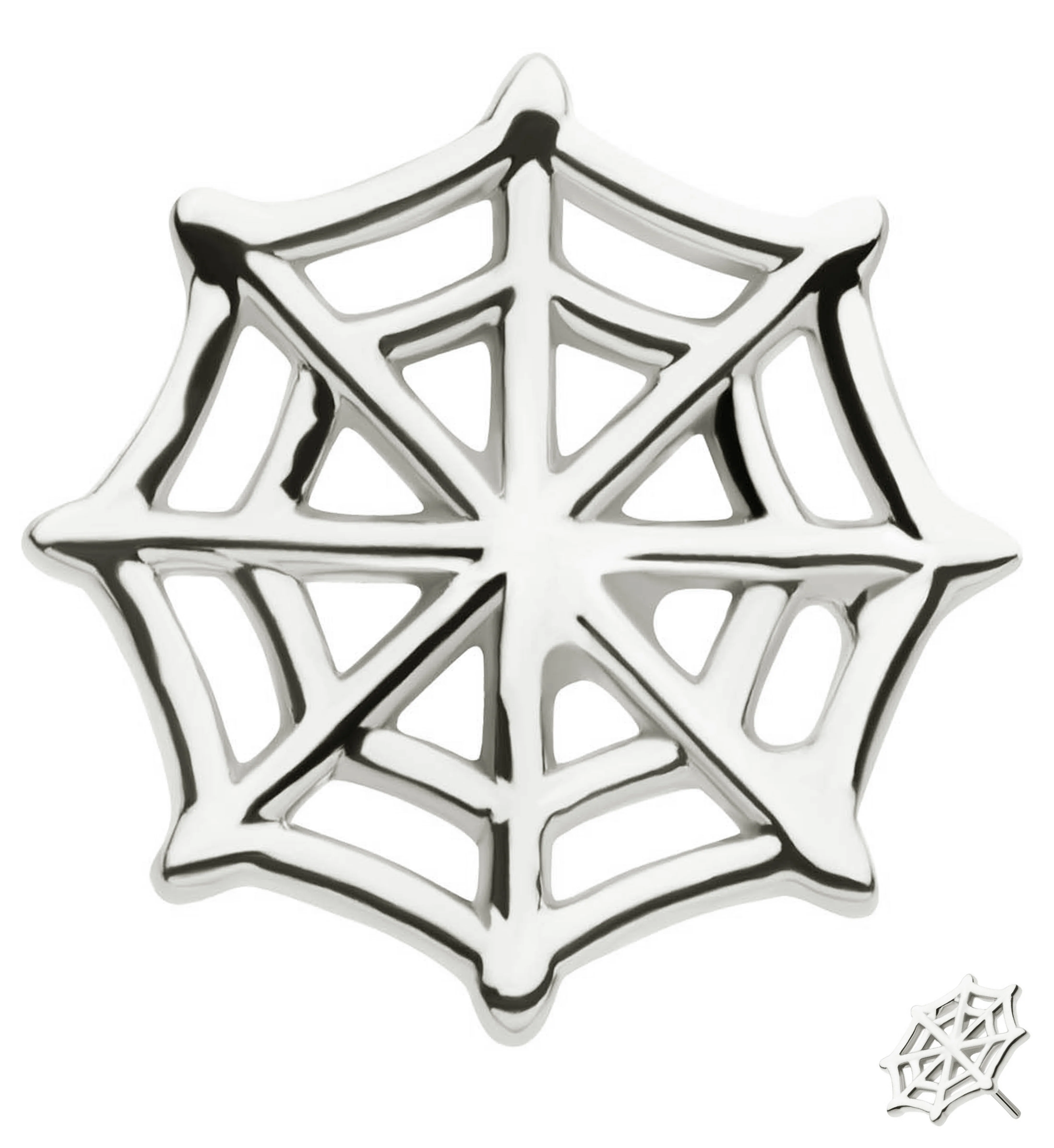 14kt White Gold Spiderweb Threadless Top - Mrs Treak