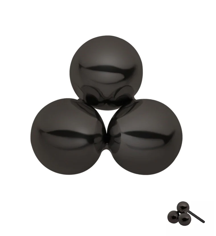 Black PVD Trinity Bead Threadless Titanium Top - Mrs Treak