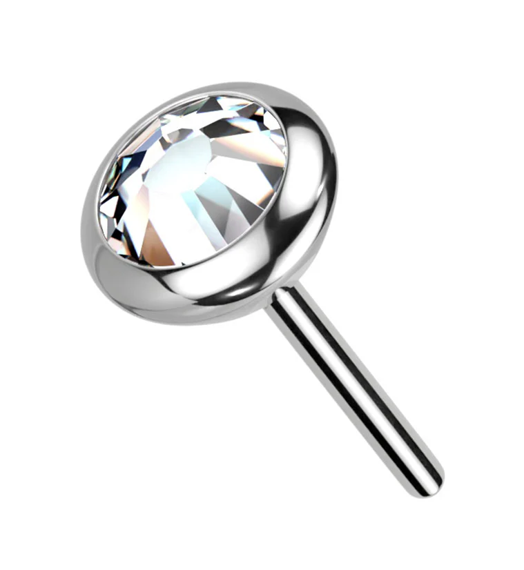 Flat Bezel Clear CZ Threadless Titanium Top - Mrs Treak