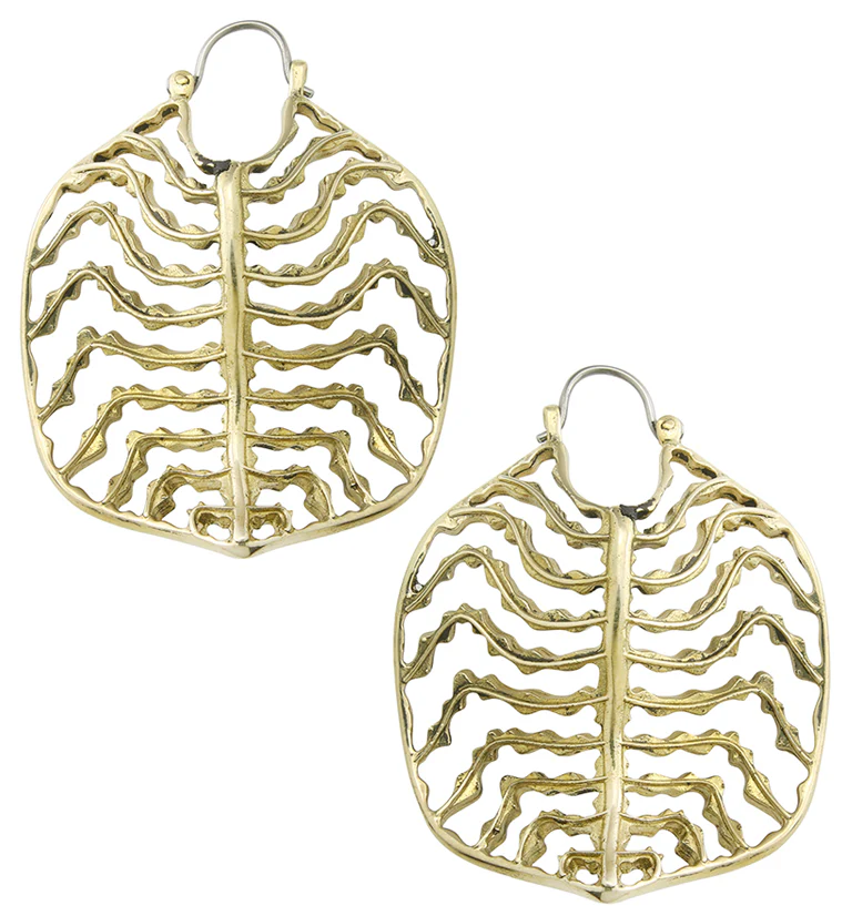 Emerald Ripple Peperomia Leaf Brass Hangers / Earrings - Mrs Treak