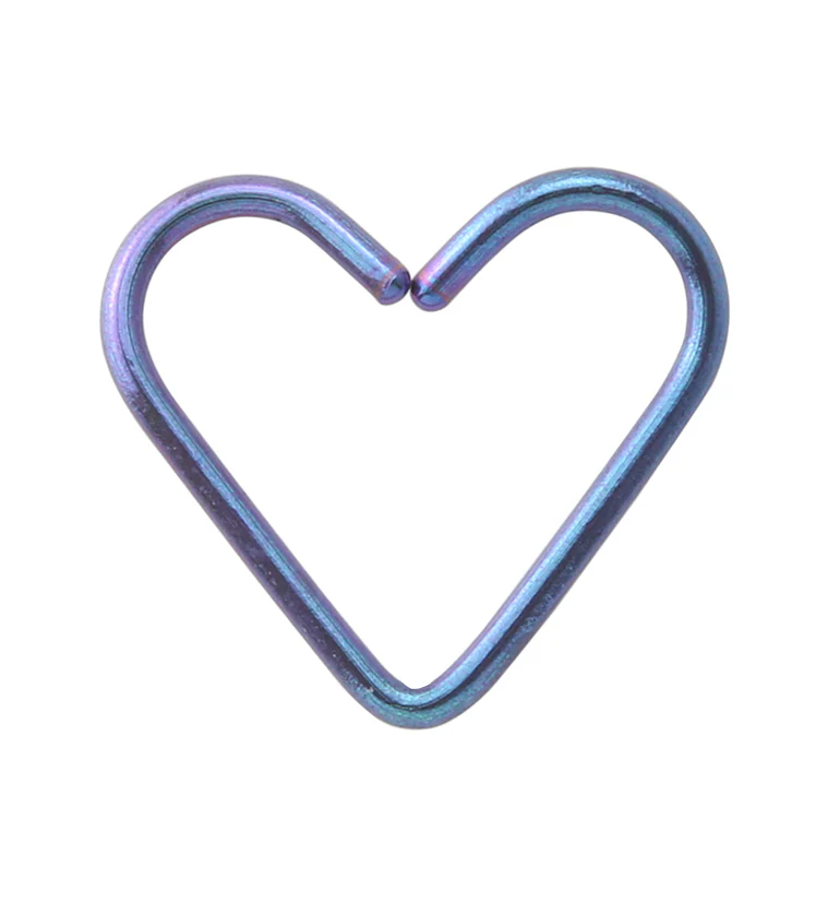 Blurple Anodized Heart Seamless Titanium Hoop Ring - Mrs Treak