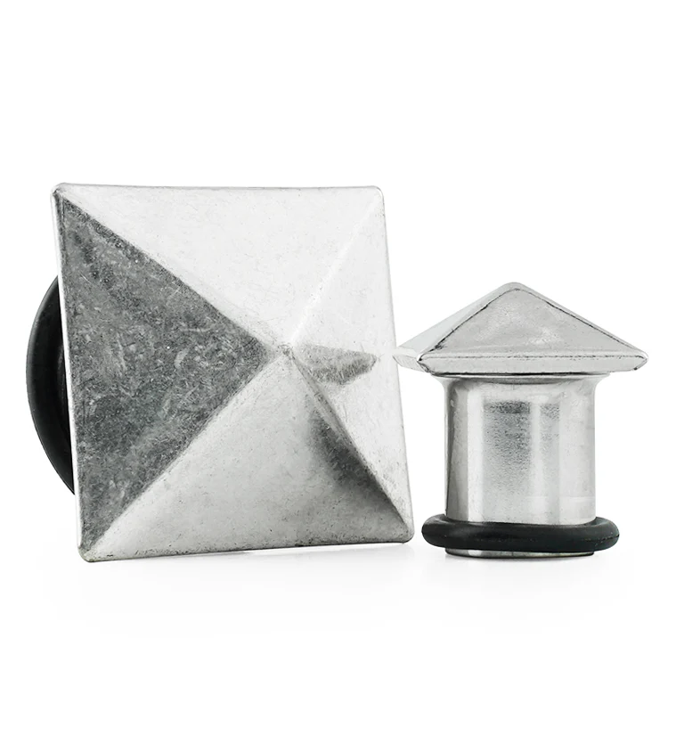Silver Polyhedra Single Flare Steel Plugs - Mrs Treak