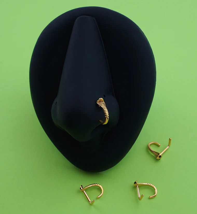Gold PVD Cobra Black CZ Nose Curve - Mrs Treak