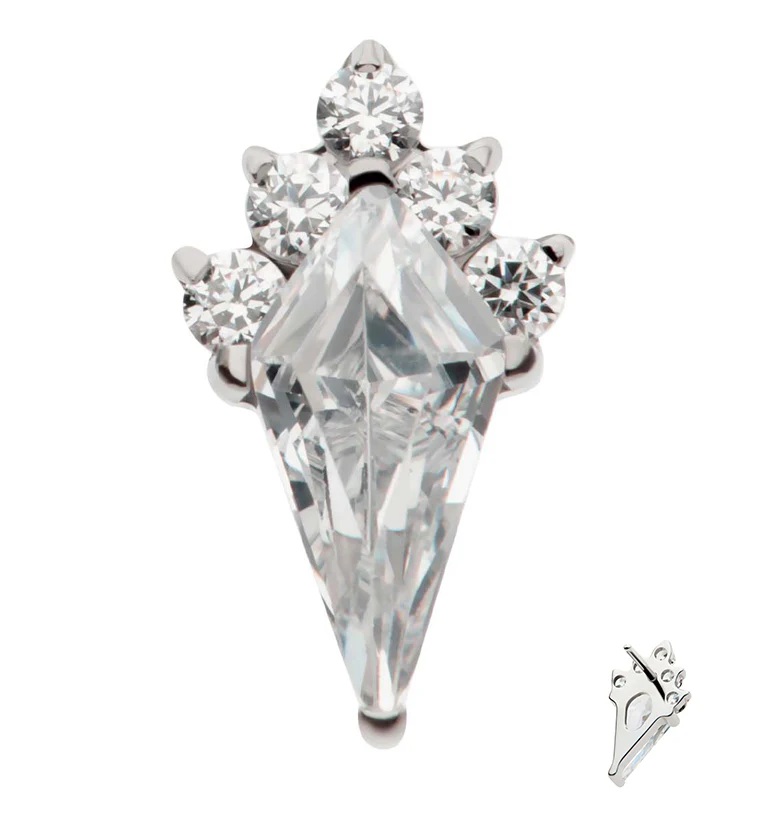Narrow Adorn Clear CZ Threadless Titanium Top - Mrs Treak