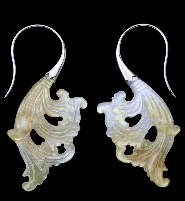 18G Lush White Brass MOP Hangers / Earrings - Mrs Treak