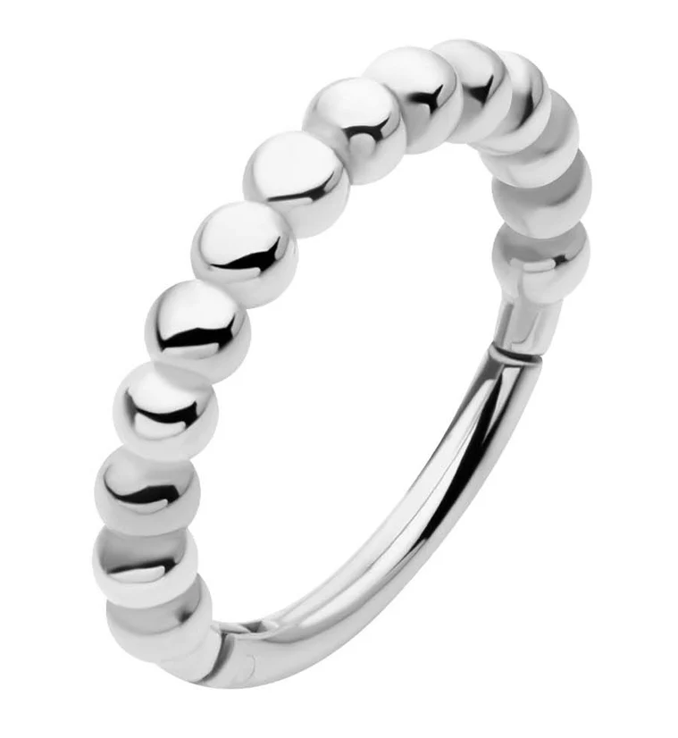 Spherical Beaded Stainless Steel Hinged Segment Ring - Mrs Treak