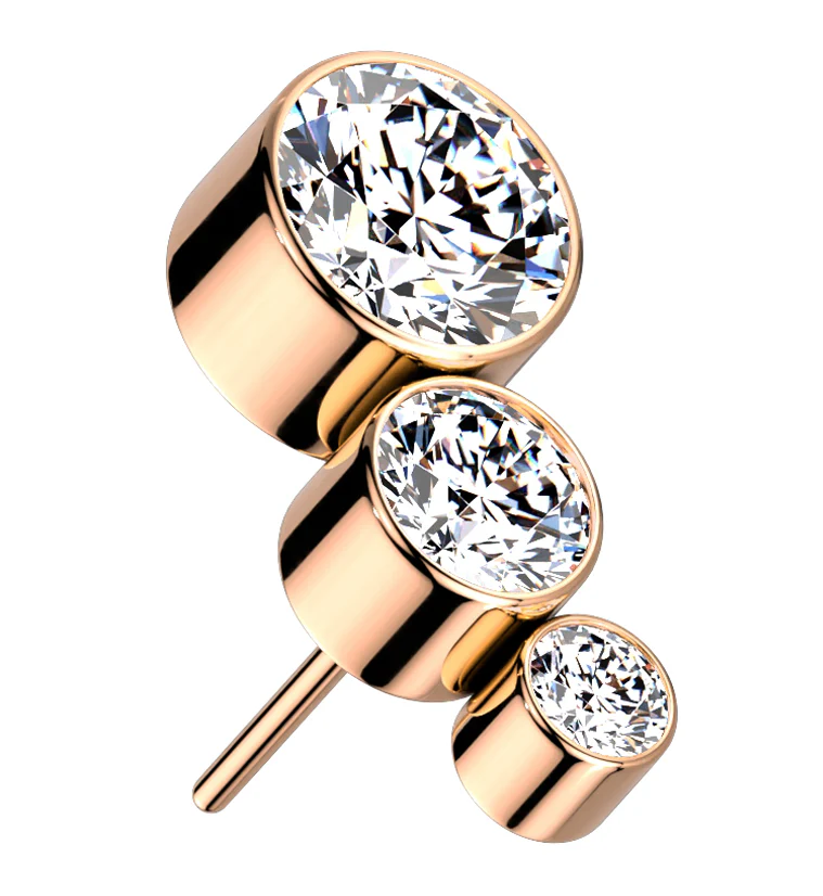 Rose Gold PVD Descend CZ Threadless Titanium Top - Mrs Treak