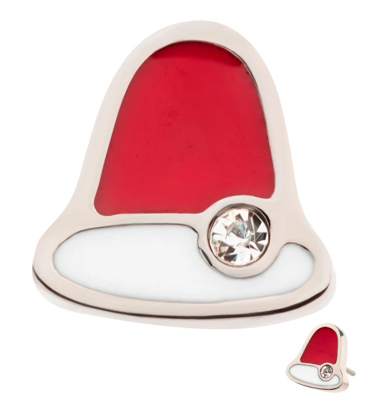 Red and White Bell CZ Threadless Titanium Top - Mrs Treak