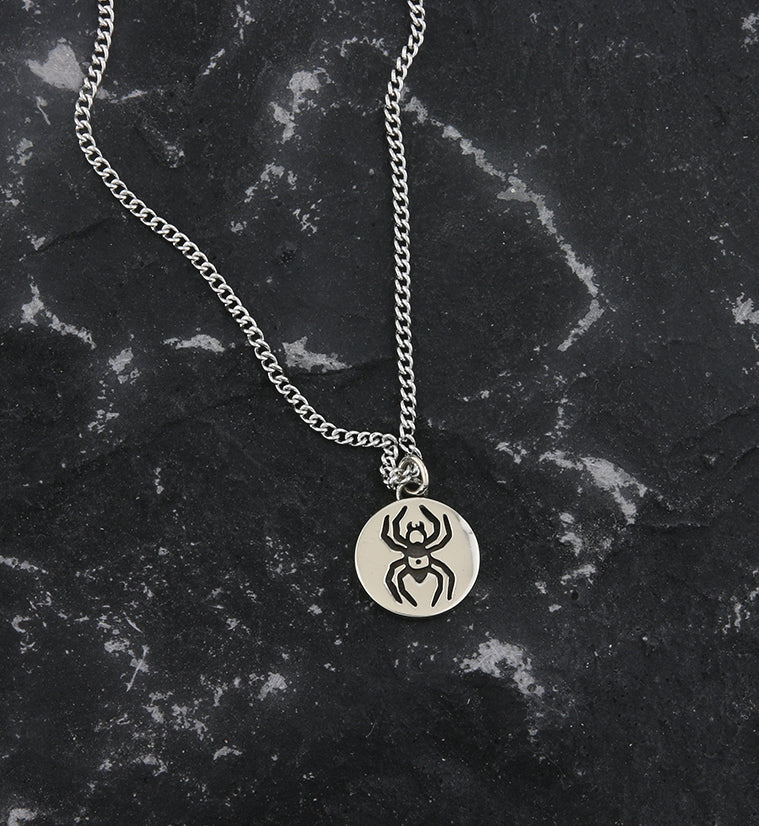 Spider White Brass Charm Necklace - Mrs Treak