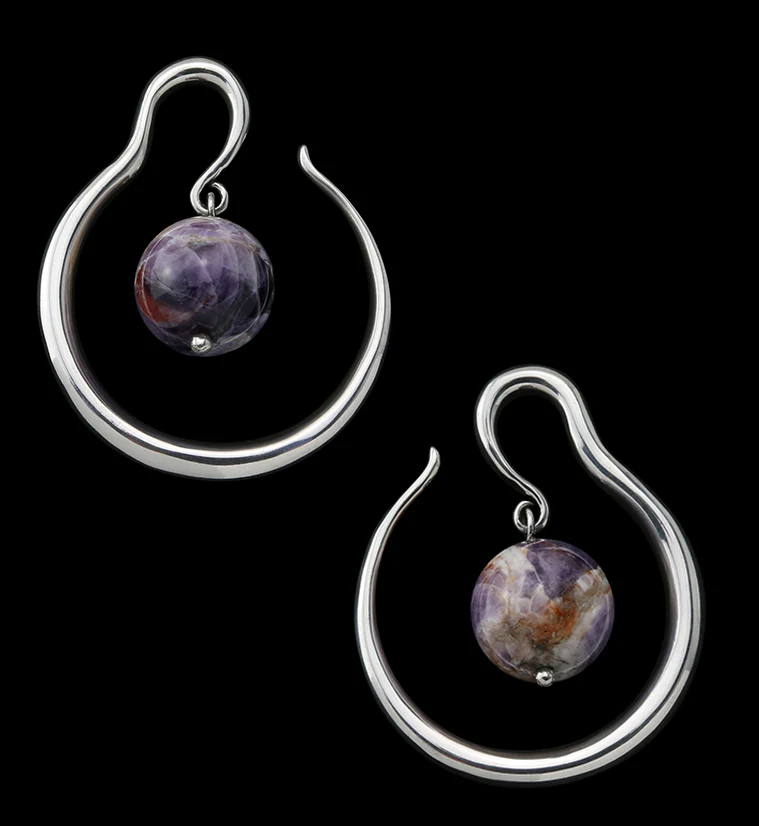 Amethyst Orbital White Brass Ear Weights - Mrs Treak