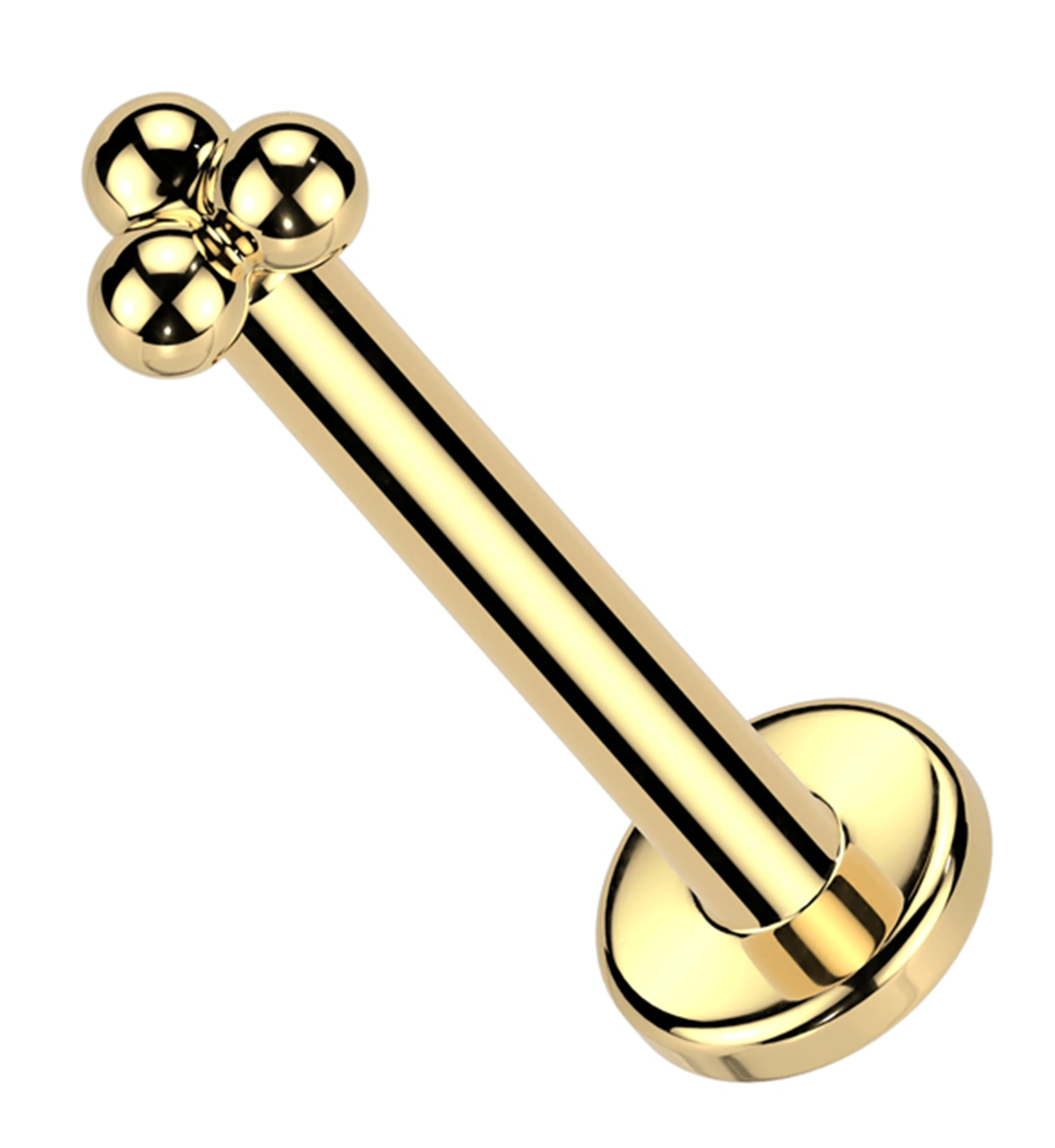 14kt Gold Trinity Threadless Labret - Mrs Treak