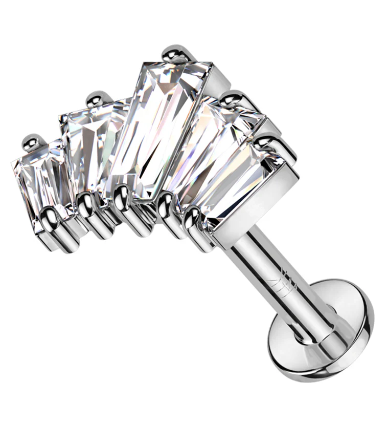 14kt White Gold Vane CZ Threadless Labret - Mrs Treak