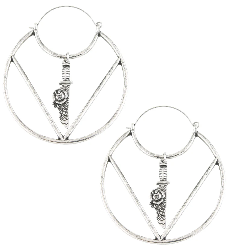 Dagger Rose Stainless Steel Plug Hoops - Mrs Treak
