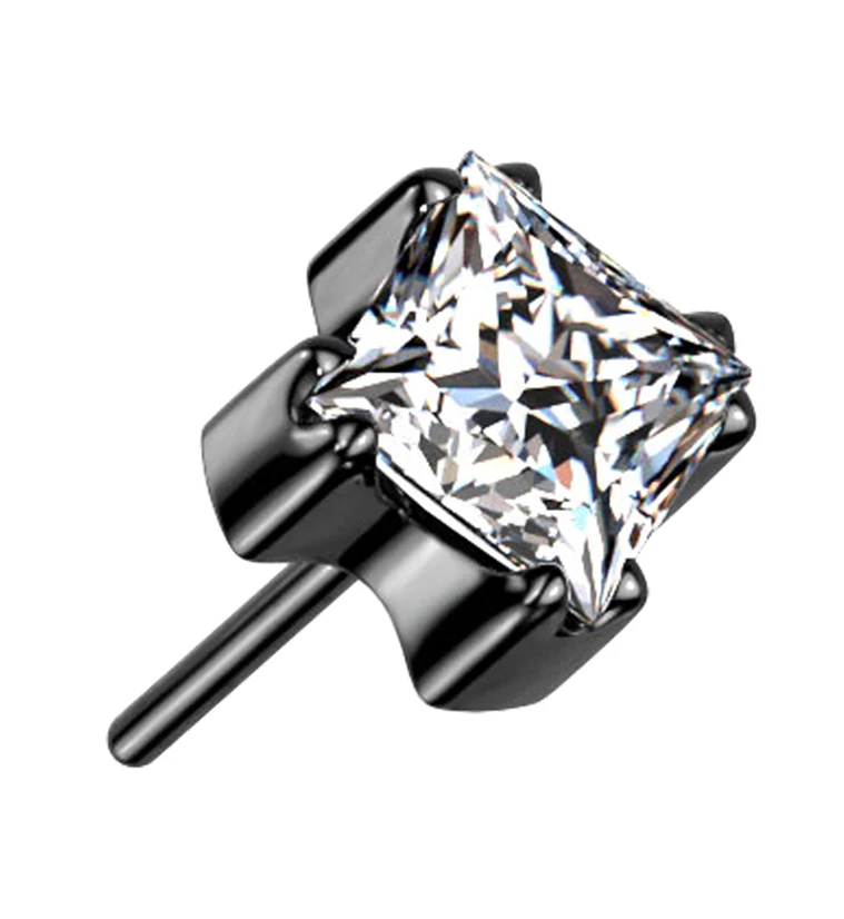 Black PVD Square CZ Threadless Titanium Top - Mrs Treak