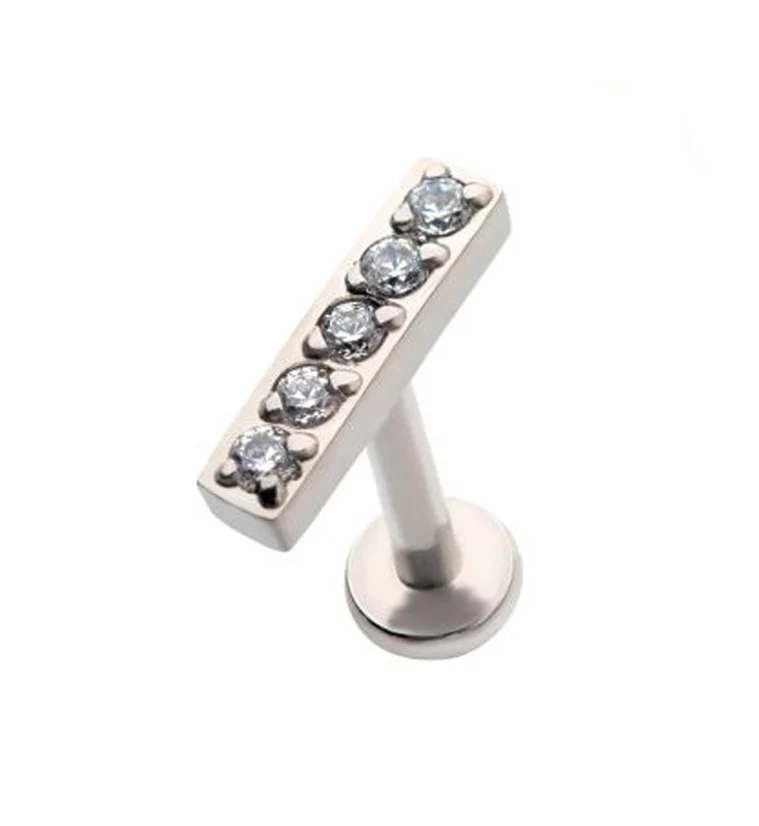 Bar Top Prong Set CZ Labret Post - Mrs Treak