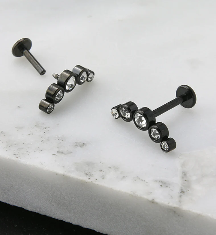 Black PVD Arch CZ Labret Post - Mrs Treak