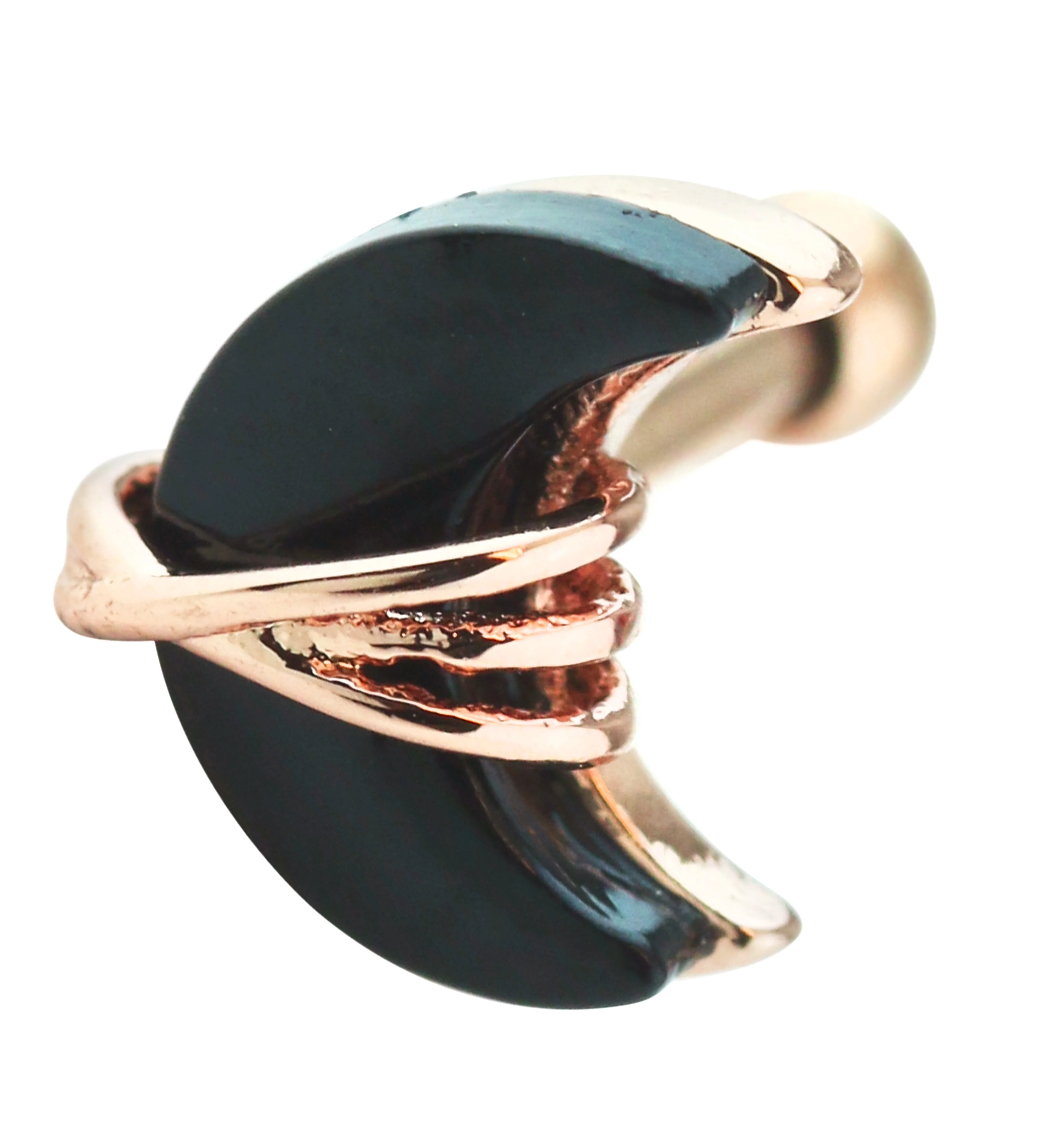Rose Gold PVD Wrapped Black Crescent Moon Cartilage Barbell - Mrs Treak