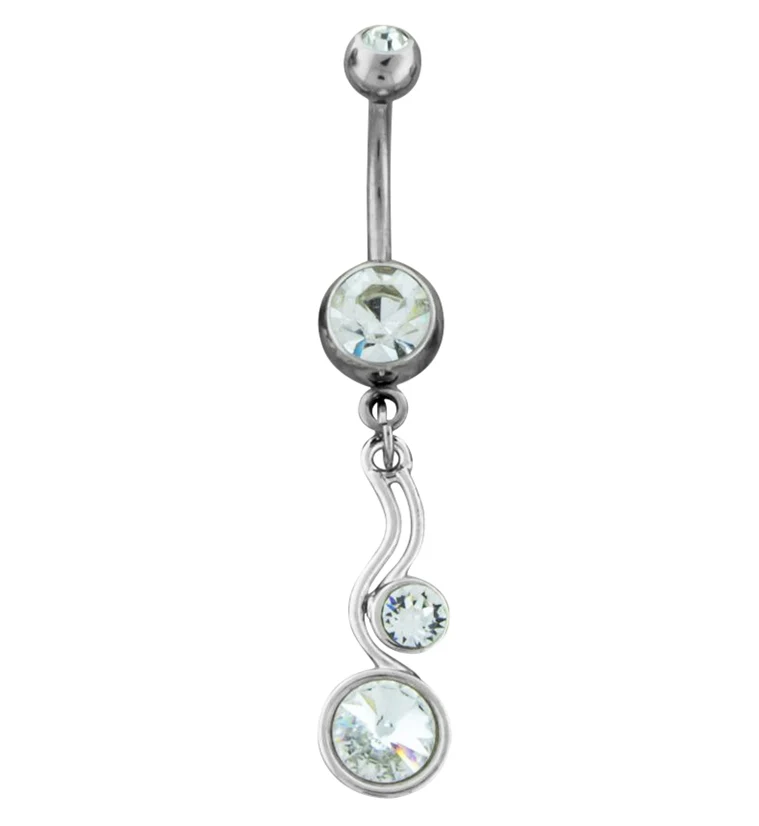 Clear Swirly Gem Belly Button Ring - Mrs Treak