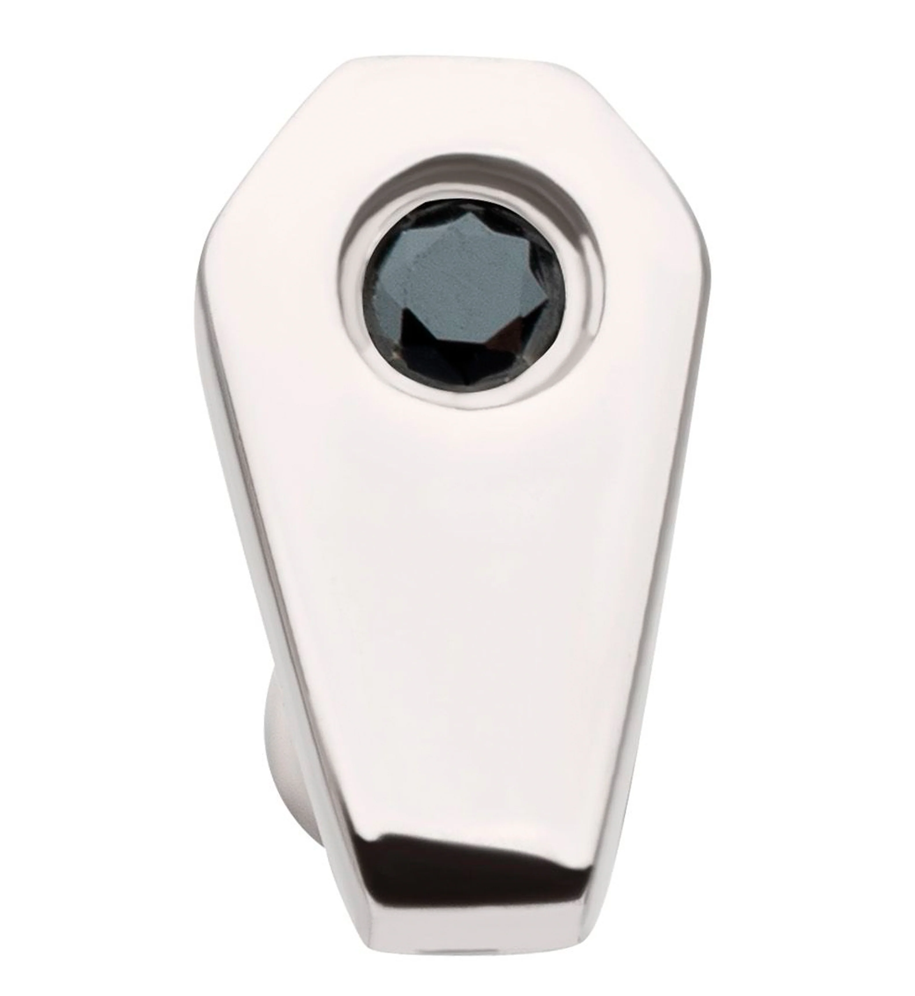 Coffin Bezel Black CZ Stainless Steel Internally Threaded Labret - Mrs Treak