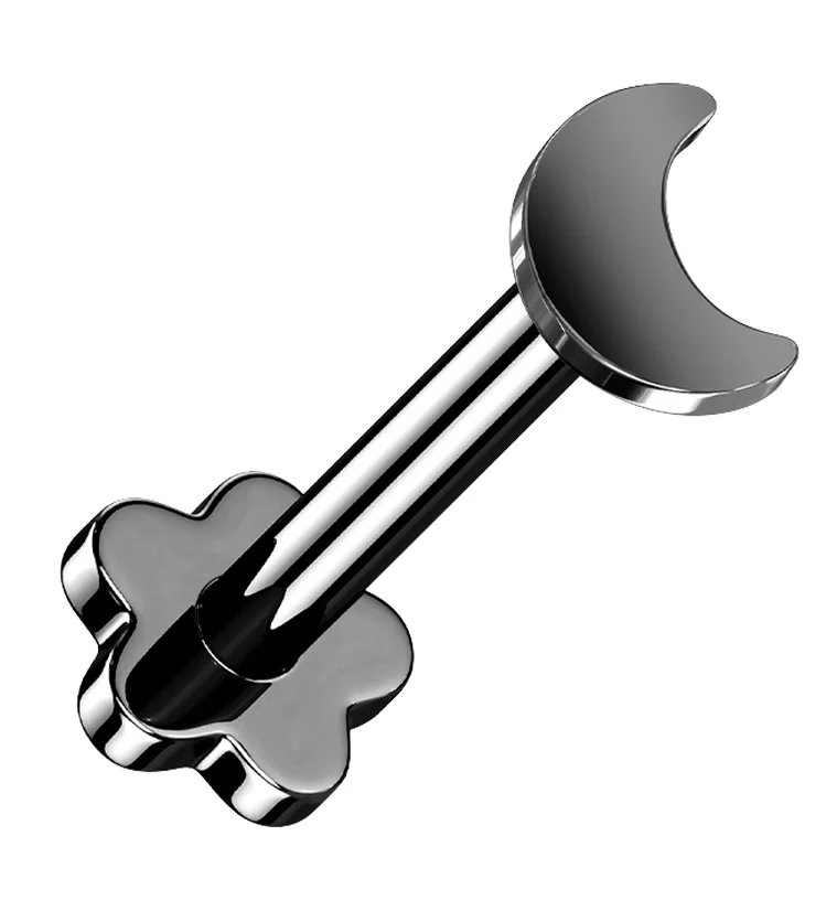 Black PVD Half Moon Titanium Threadless Labret - Mrs Treak