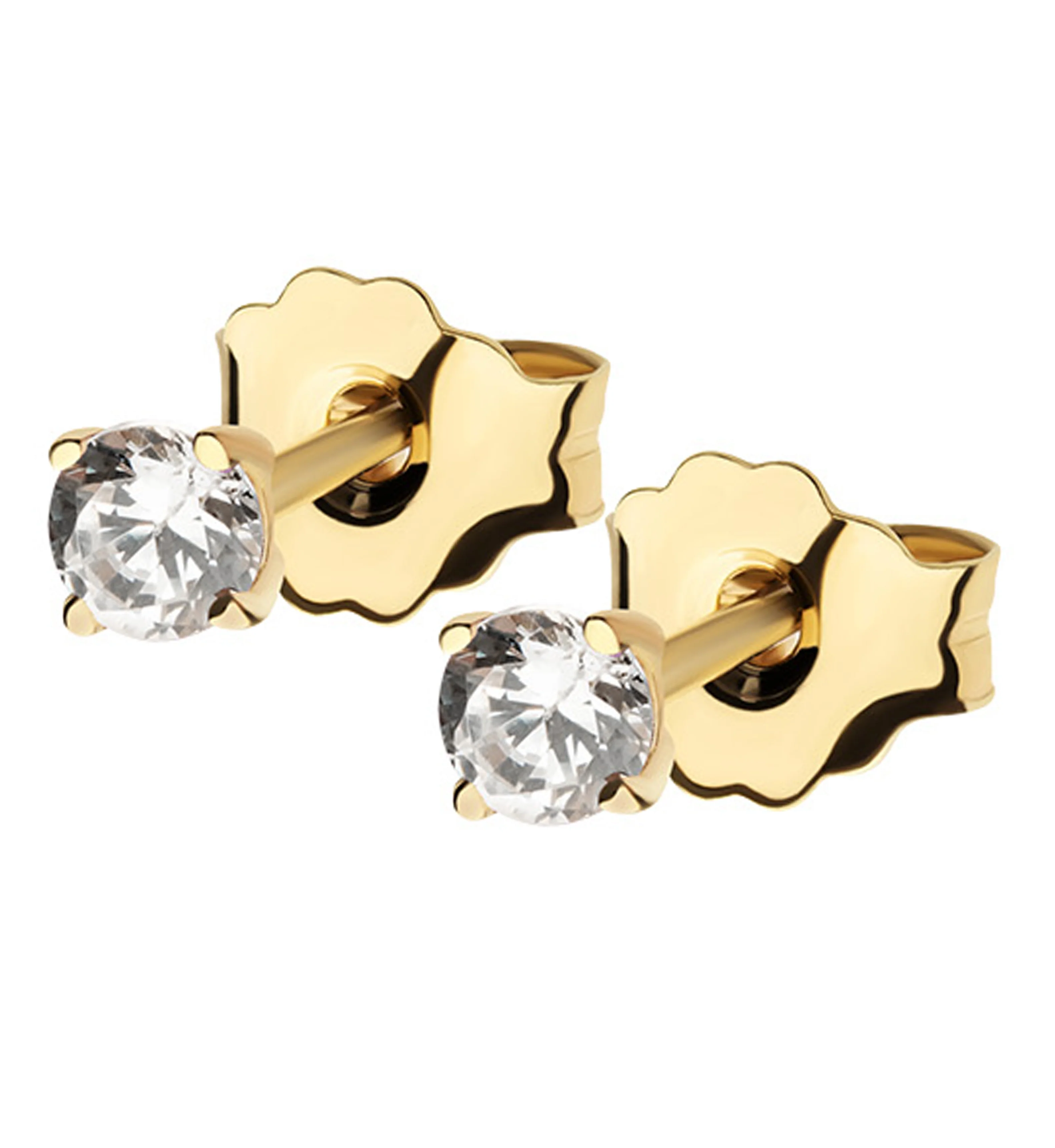 14kt Gold April Birthstone Clear CZ Stud Earrings - Mrs Treak