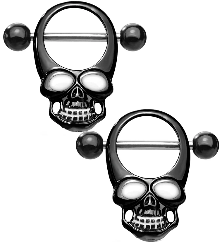 14G Black PVD Skull Nipple Shield - Mrs Treak