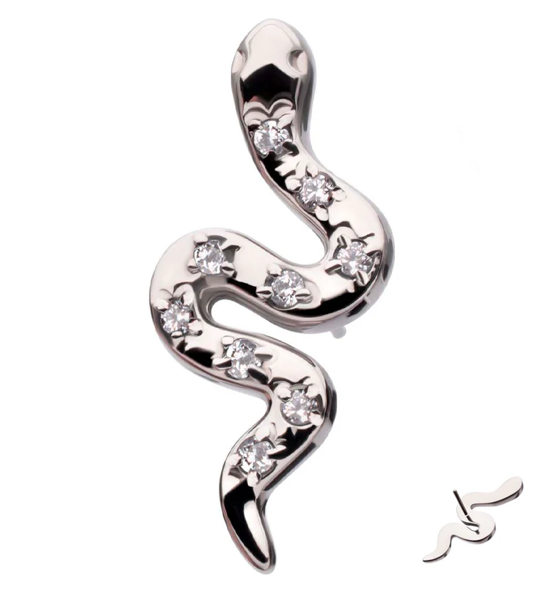Snake Clear CZ Titanium Threadless Top - Mrs Treak