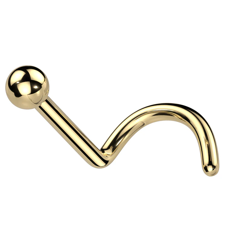 Gold PVD Ball Titanium Nose Screw - Mrs Treak