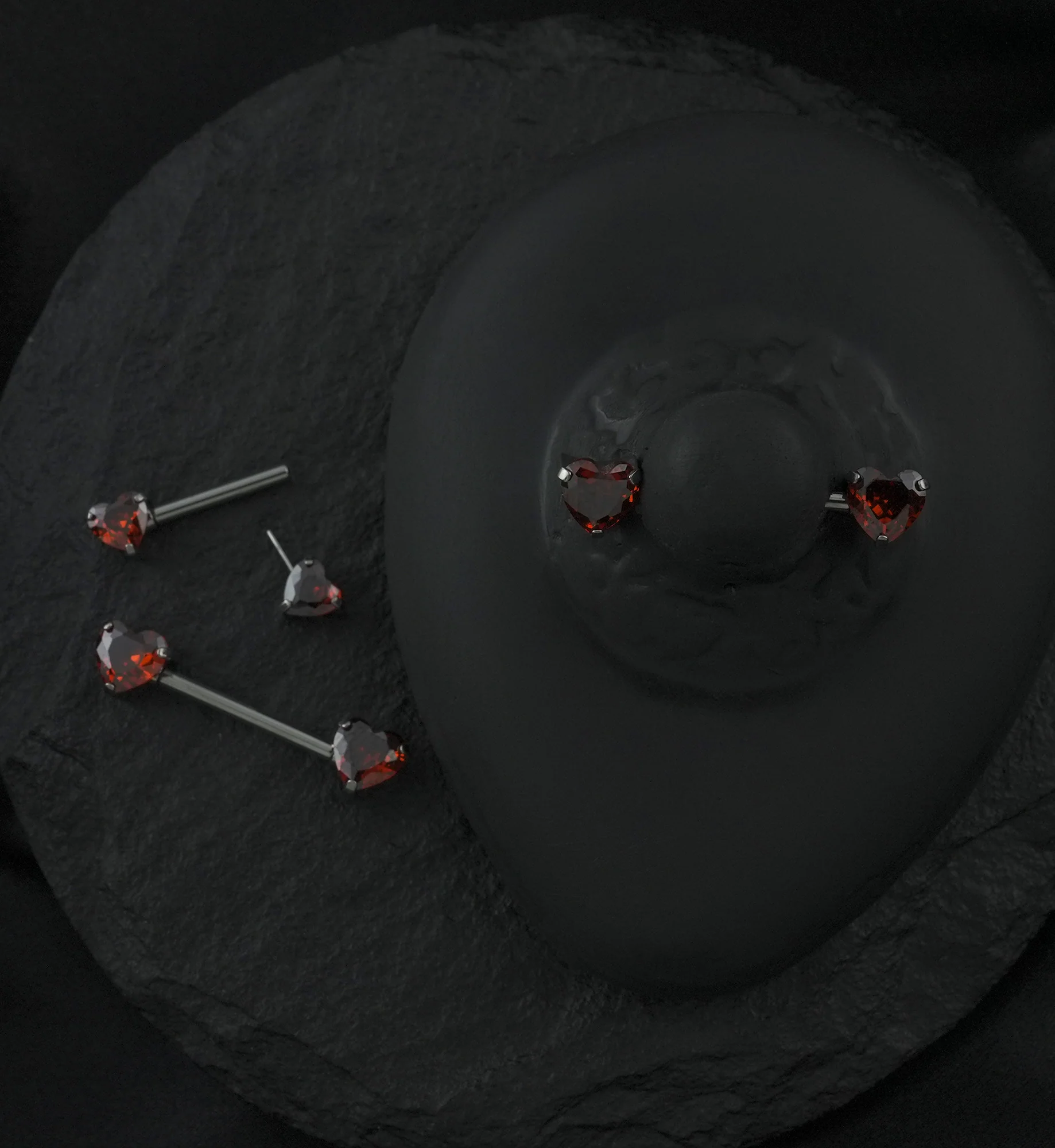 Red Heart CZ Threadless Titanium Nipple Barbell - Mrs Treak