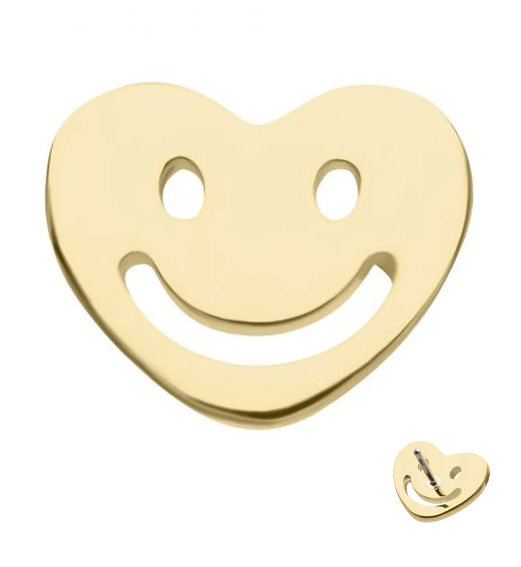 14kt Gold Smiley Heart Threadless Top - Mrs Treak