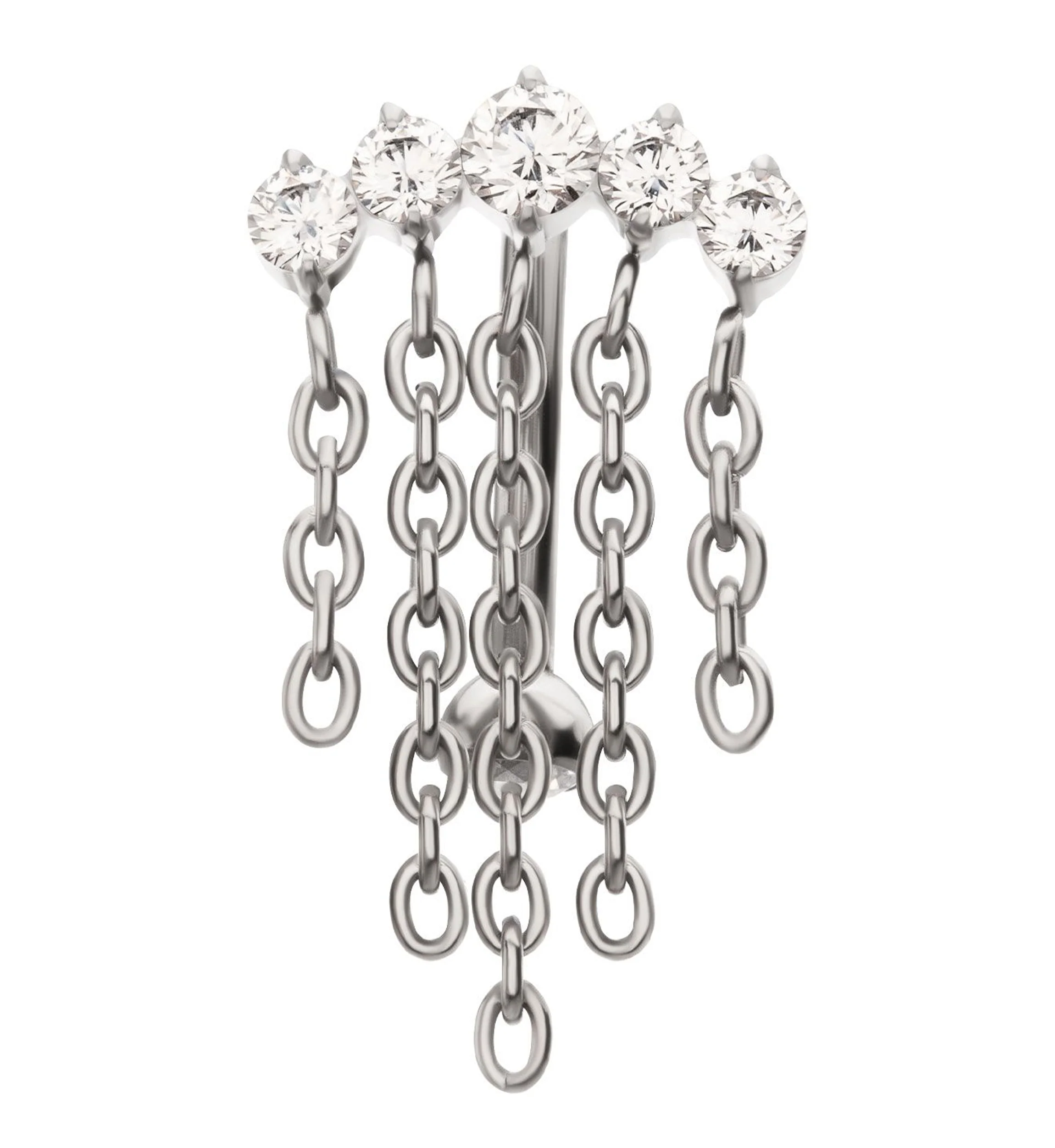 Curve Clear CZ Multi Chain Dangle Titanium Internally Threaded Curved Barbell - Mrs Treak