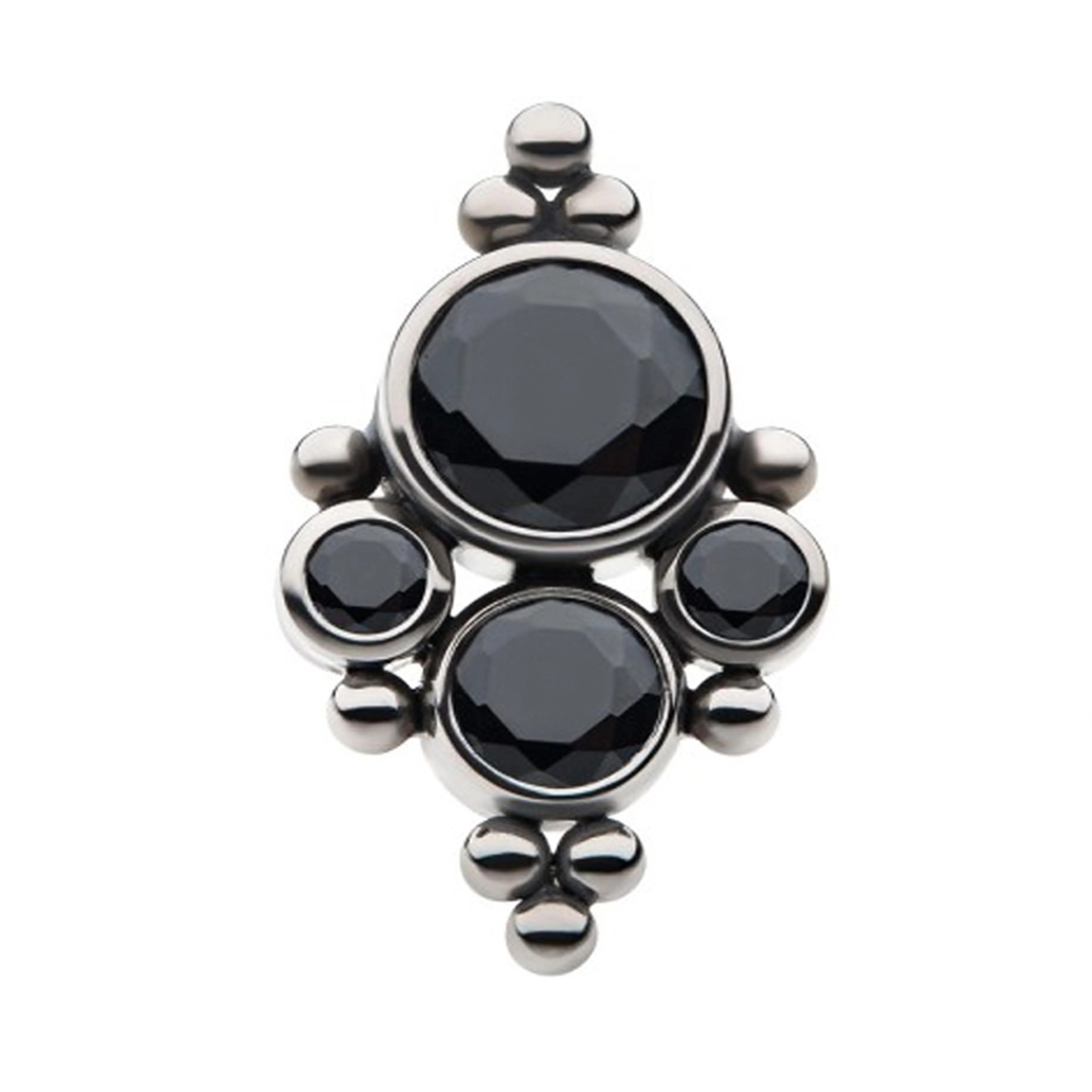 Beryl Beaded Black CZ Titanium Threadless Top - Mrs Treak