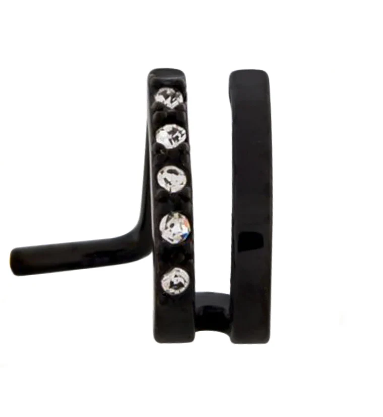 18G Black PVD Double Line CZ Nose Curve Ring - Mrs Treak