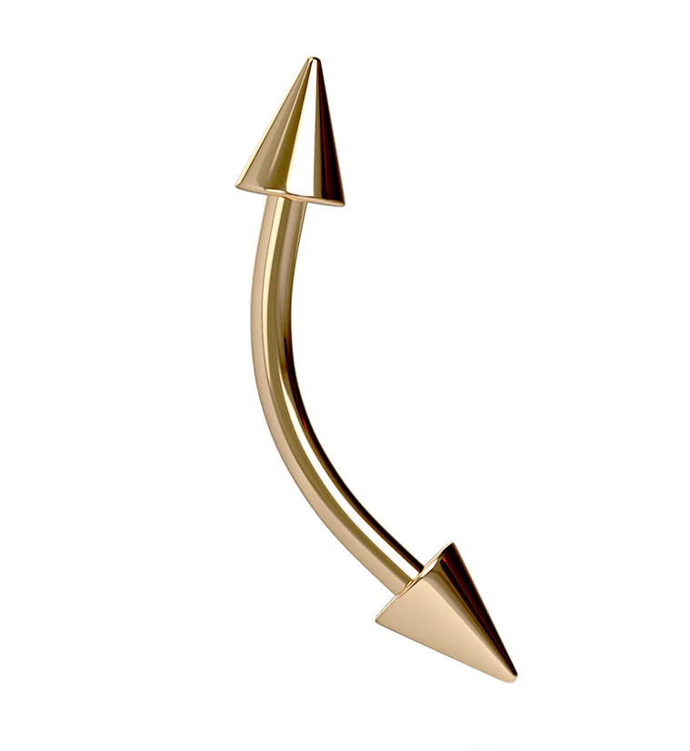 Rose Gold PVD Spiked Curved Barbell - Mrs Treak