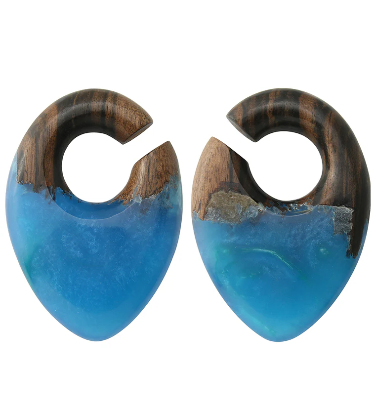 Ocean Resin Splash Areng Wood Ear Weights - Mrs Treak