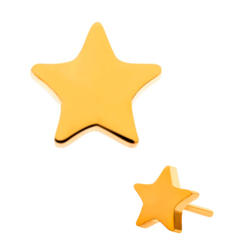 24kt Gold PVD Titanium Star Shaped Threadless Top - Mrs Treak