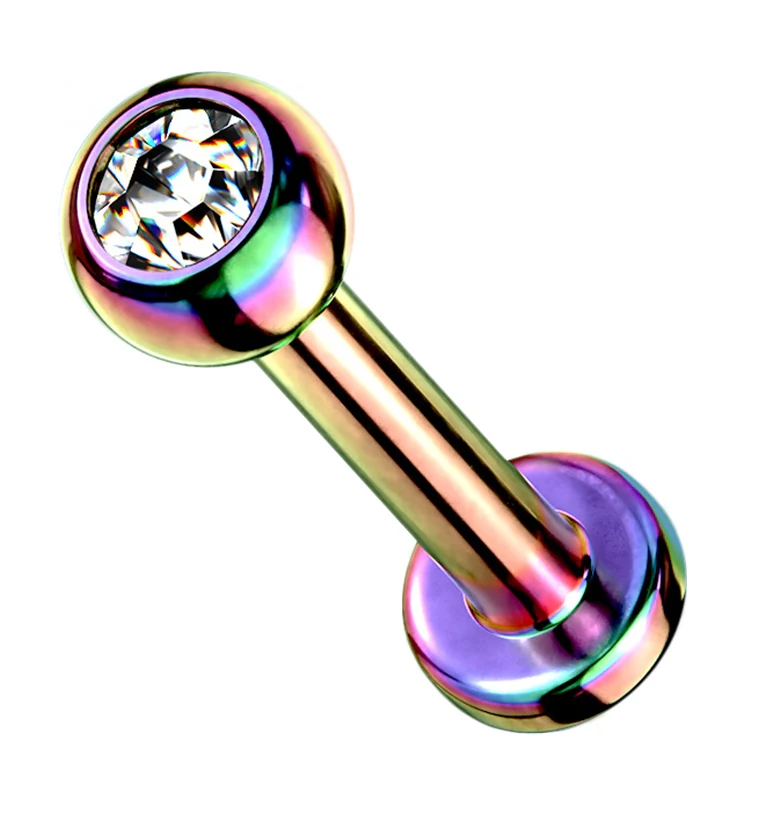 16G Rainbow PVD CZ Titanium Labret - Mrs Treak