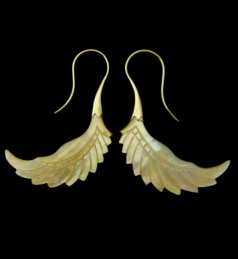 18G Pinion Brass MOP Hangers / Earrings - Mrs Treak
