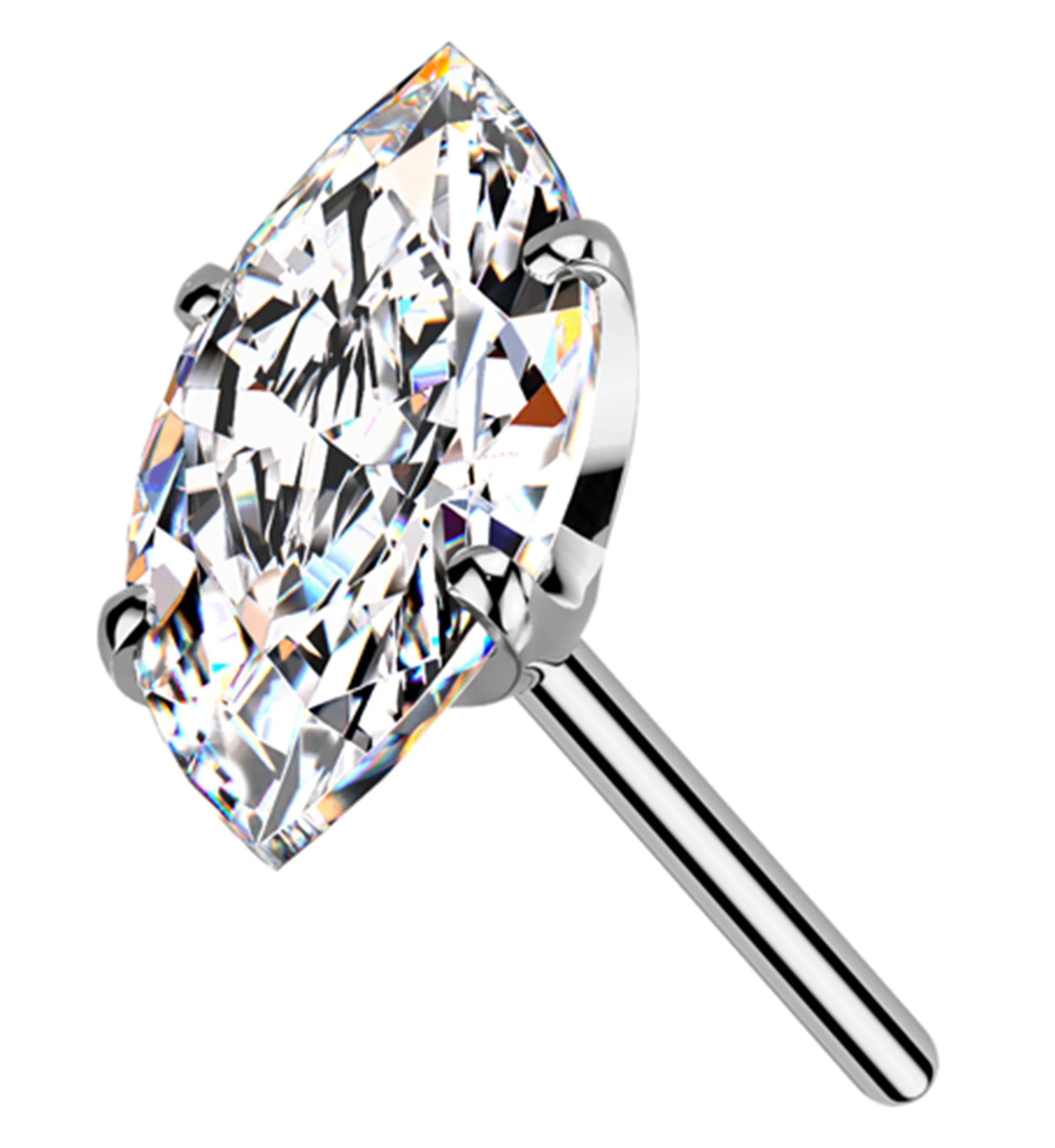 Prong Marquise Clear CZ Titanium Threadless Top - Mrs Treak