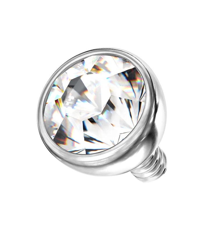 Bezel Clear CZ Stainless Steel Internally Threaded Top - Mrs Treak