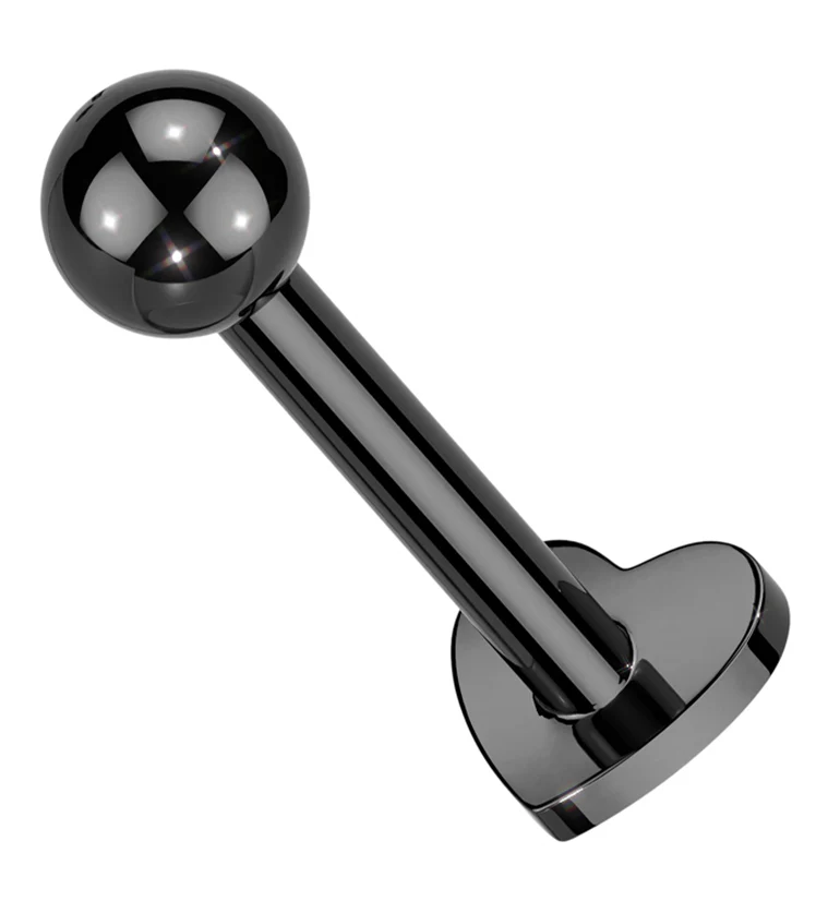 Black PVD Heart Ball End Internally Threaded Titanium Labret - Mrs Treak