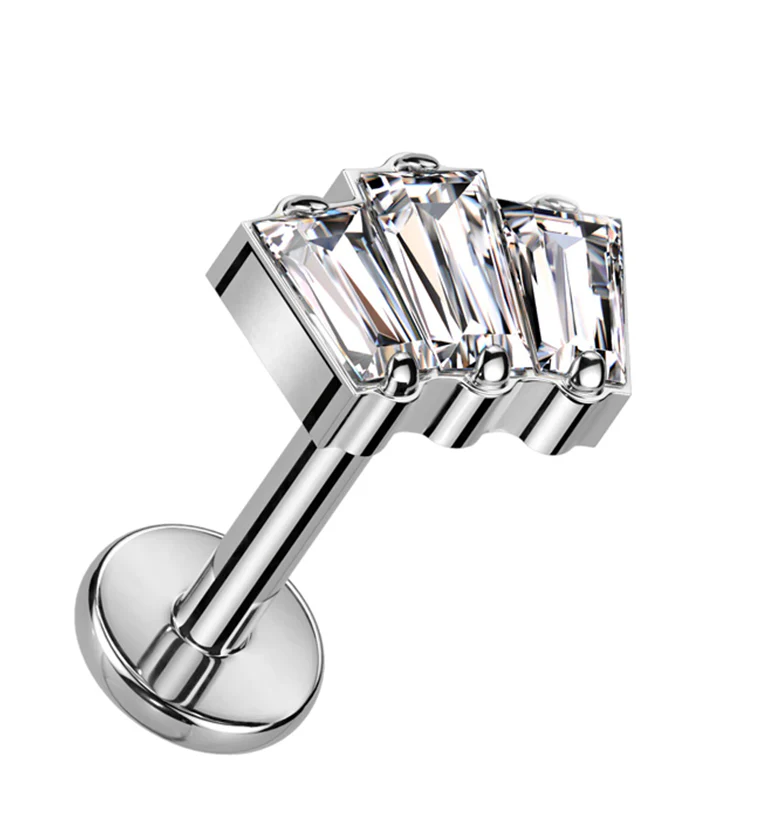 16G Trinal Clear CZ Titanium Internally Threaded Labret - Mrs Treak