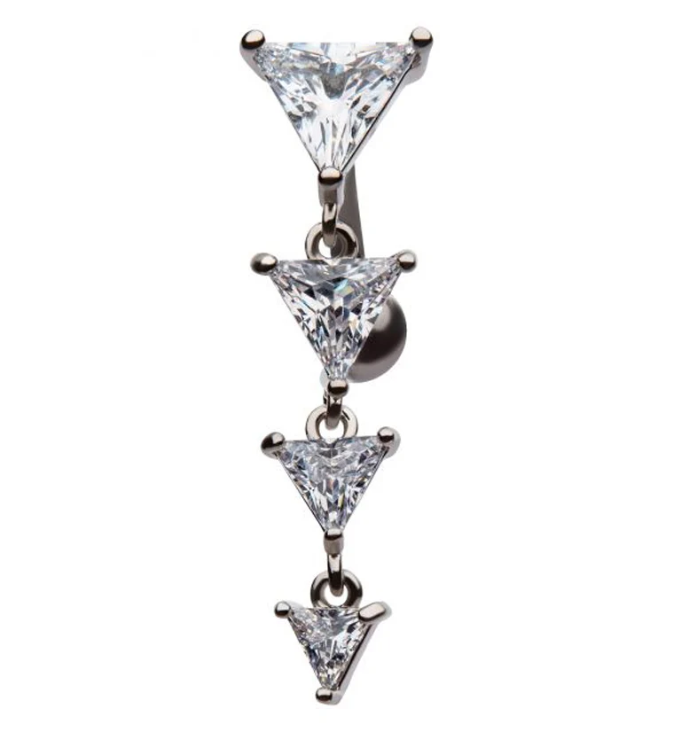 Trinity Dangling CZ Top Down Belly Button Ring - Mrs Treak