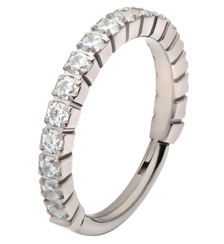 Bracketed Side Facing CZ Titanium Hinged Segment Ring - Mrs Treak