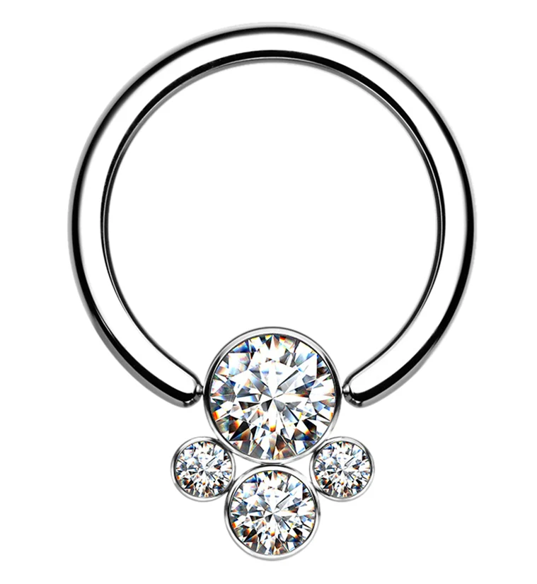 Clear CZ Cluster Titanium Captive Ring - Mrs Treak